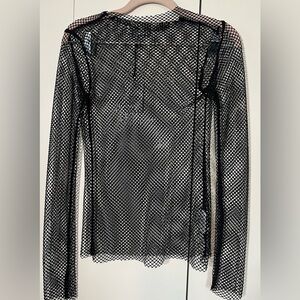 WeWoreWhat Black Mesh Mock Neck